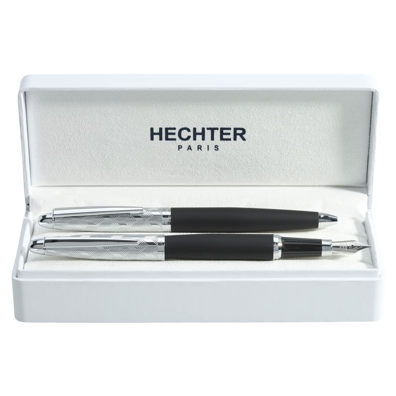 3219911860376-Parure bille + plume HECHTER PARIS "Alliance Quadrillage" coloris noir--0