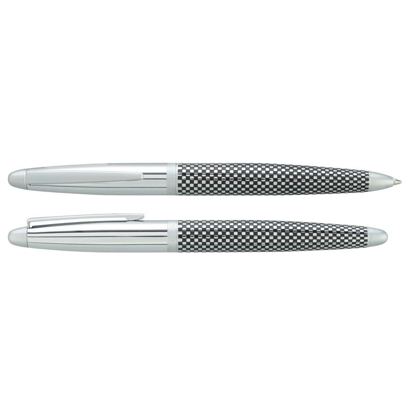 3219911860383-Parure bille + plume HECHTER PARIS "Alliance Quadrillage" coloris silver--4