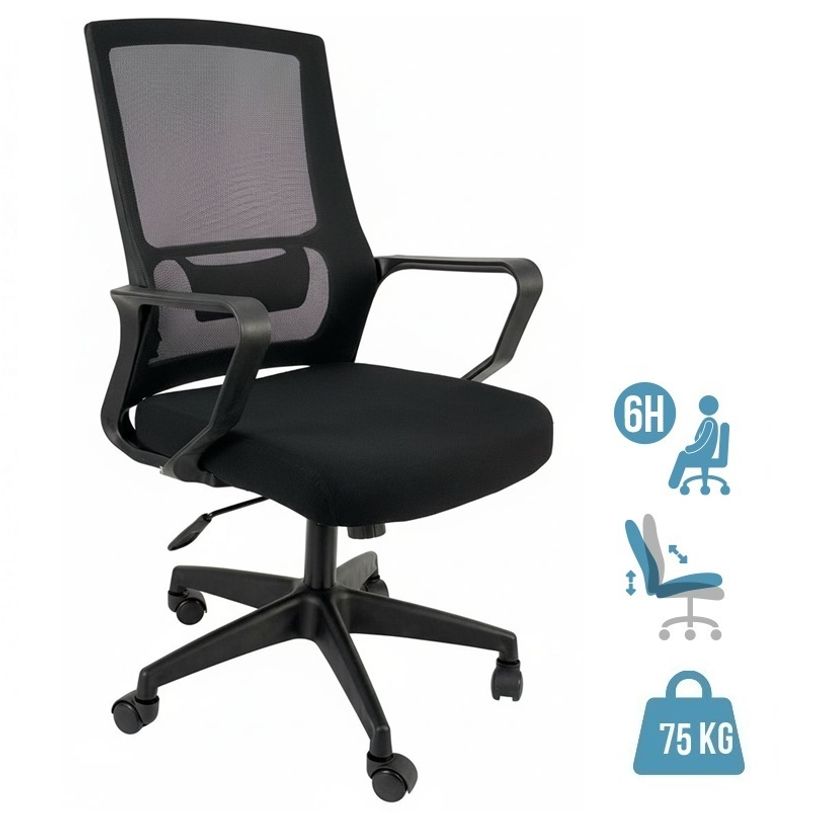 3661971076257-Fauteuil de bureau - PRIX MINI - noir--0