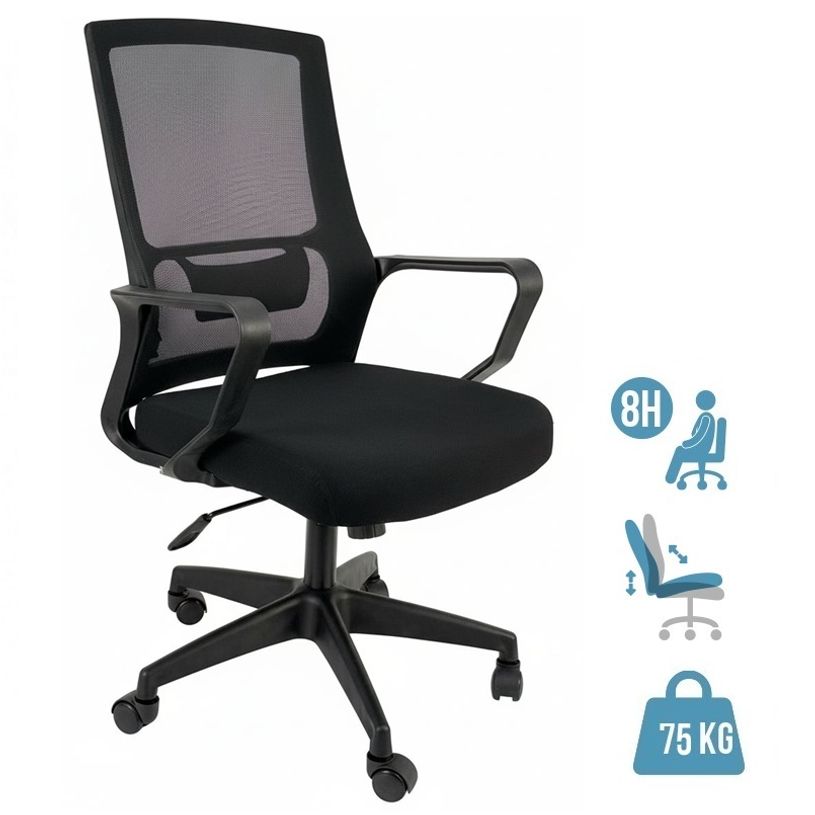 3661971076257-Fauteuil de bureau - PRIX MINI - noir--0
