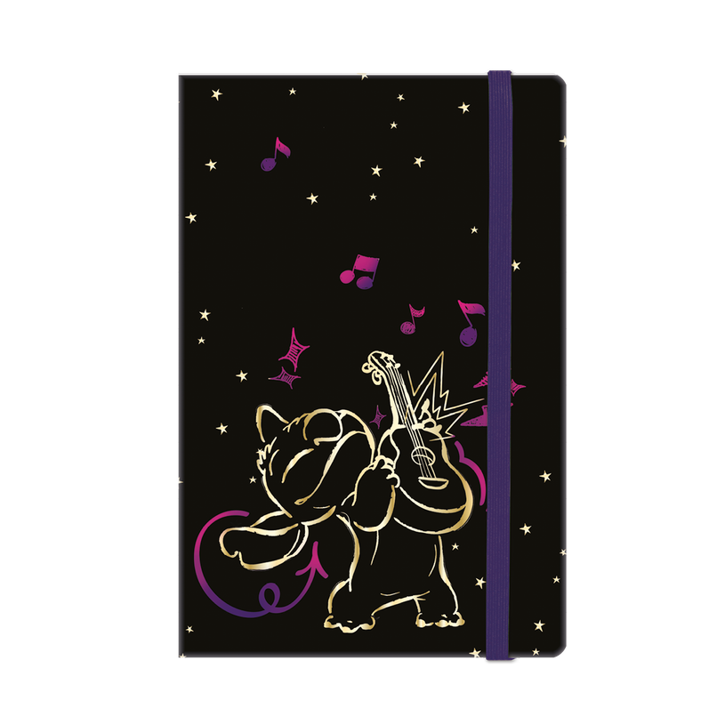 5903686396175-Carnet A5 Stitch Gold Motif 2 – 80 pages lignées, rabat élastique, couverture molletonnée--0