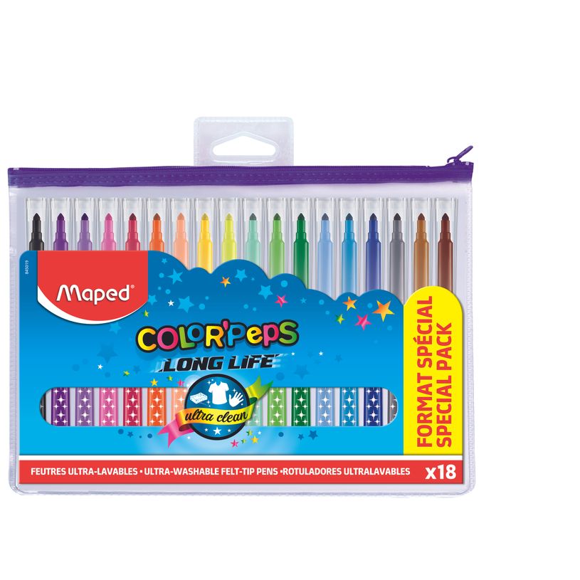 3154148450191-Maped – 18 feutres de coloriage Color’Peps en trousse zippée – pointe moyenne--0