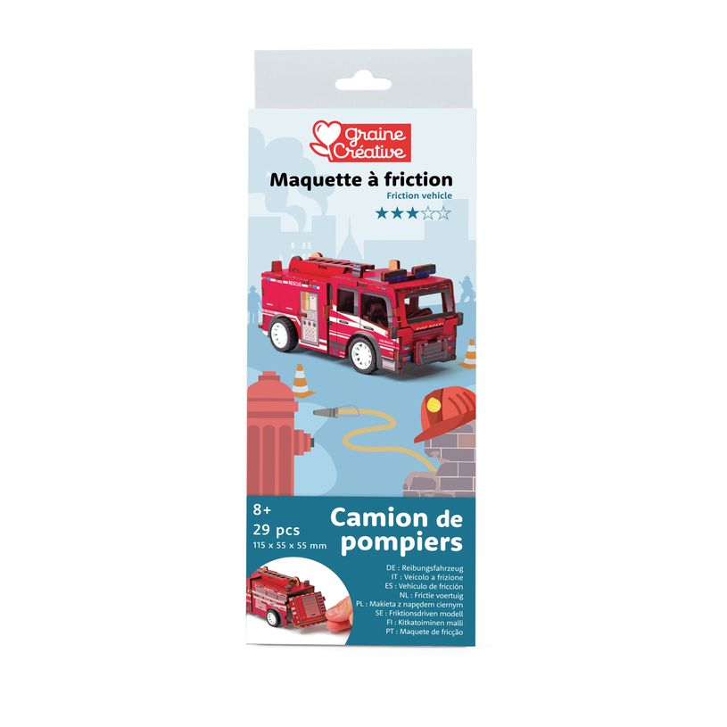 3532436510589-Graine Creative - Maquette Bois - Camion de Pompier - puzzle 3D--0