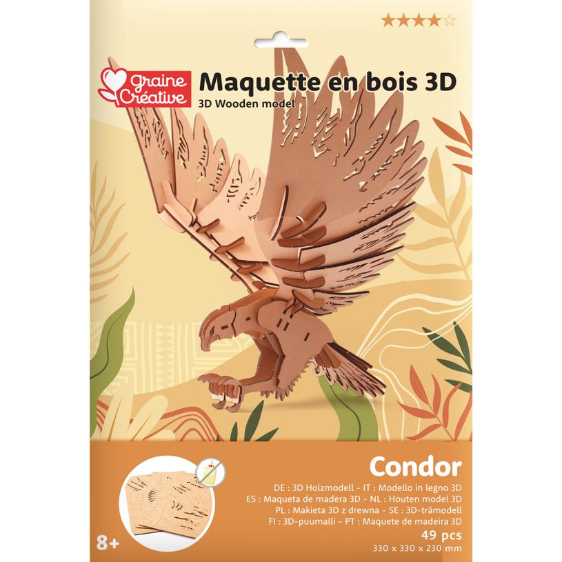 3532436510527-Maquette bois 3D - Condor - 49 pièces--0