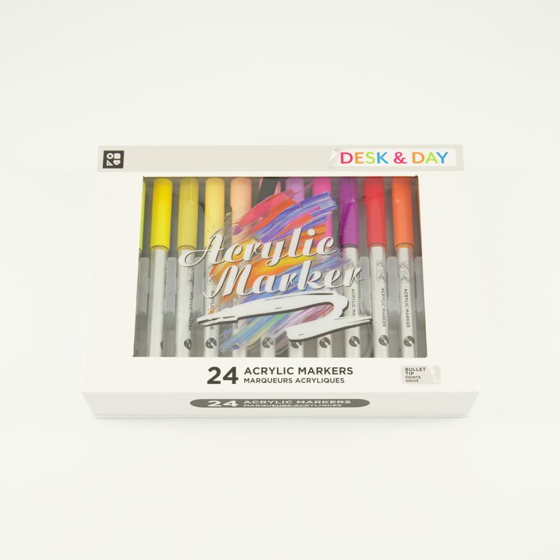 3539012006283-Lot de 24 marqueurs acryliques – pointe ogive pour dessin et loisirs créatifs--0