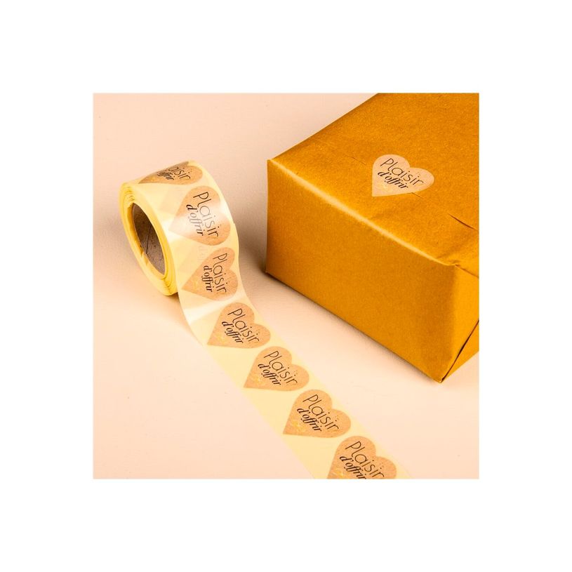 5014702151170-Plaisir d’Offrir – 500 étiquettes autocollantes cœur kraft 37 x 37 mm – rouleau pr-P_405254129_2-4
