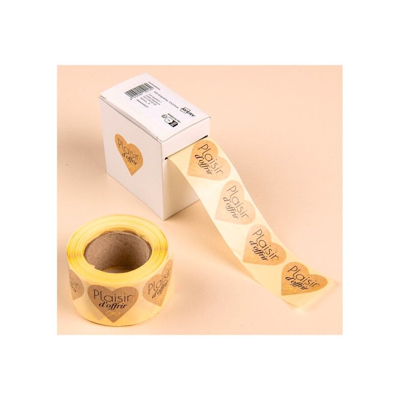 5014702151170-Plaisir d’Offrir – 500 étiquettes autocollantes cœur kraft 37 x 37 mm – rouleau pr-P_405254129_3-2
