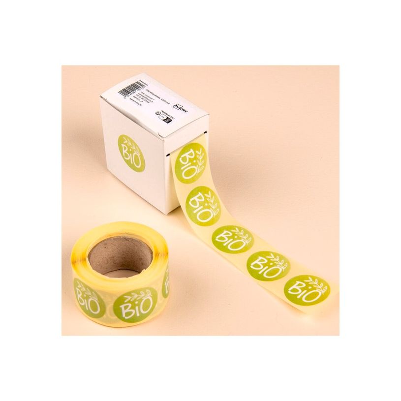 5014702151132-Avery - 500 étiquettes Bio Rondes Autocollantes en rouleau - Ø 35 mm  - Bio - 1 rouleau de 500 Stickers pour entrepreneurs, sma-P_405254136_2-2