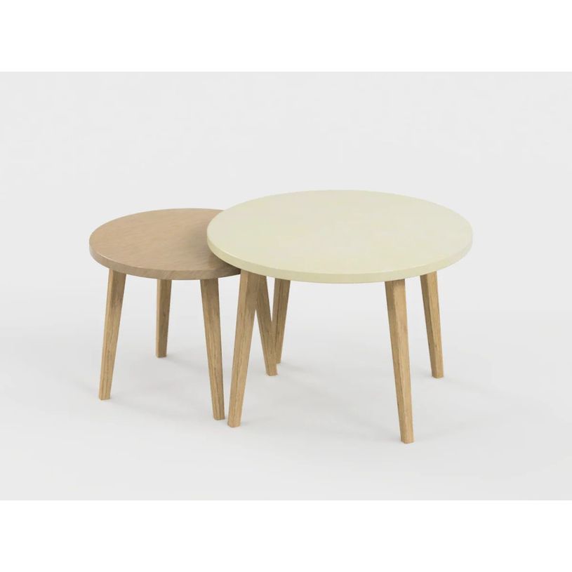 0404052550955-Lot de 2 tables basses - 60X41cm & 45X37cm - Sable et Camel--0