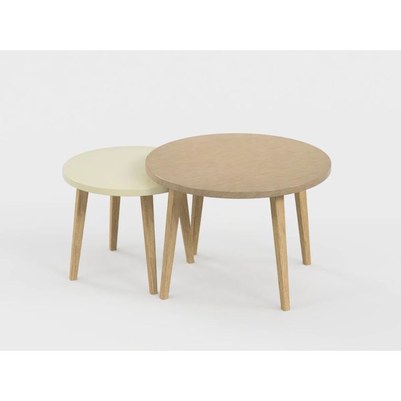 0404052550986-Lot de 2 tables basses - 60X41cm & 45X37cm - Camel et Sable--0