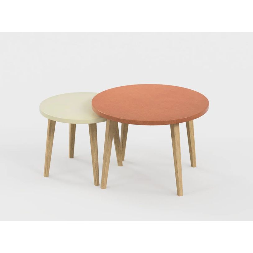 0404052551020-Lot de 2 tables basses - 60X41cm & 45X37cm - Terracotta et Sable--0