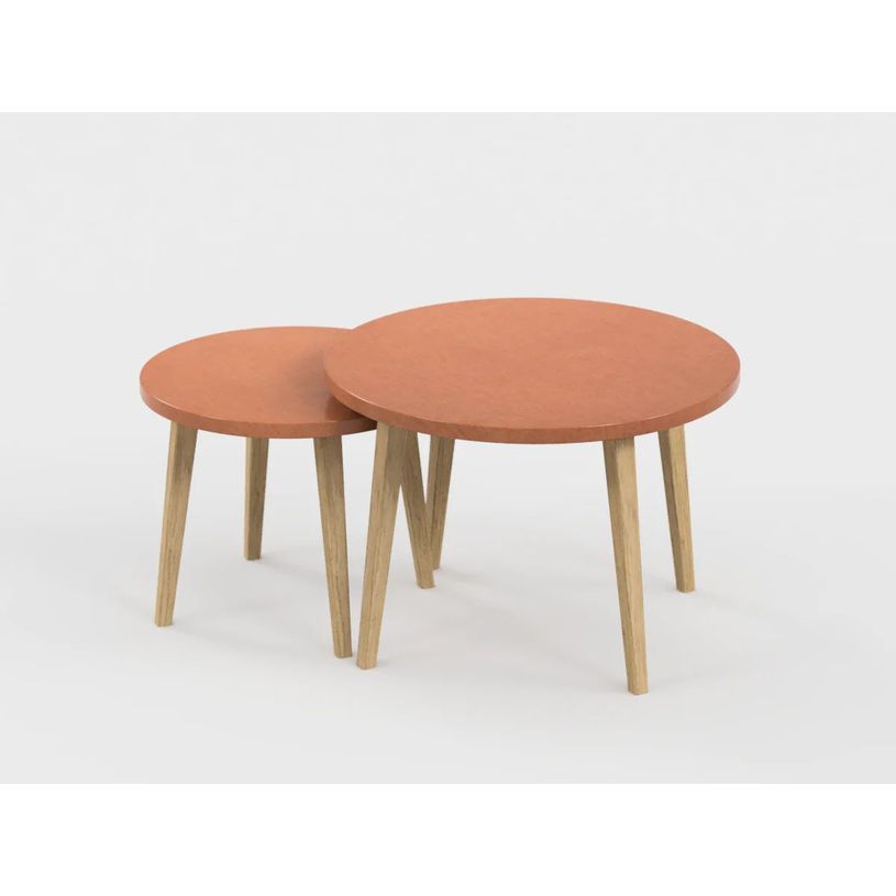 0404052551044-Lot de 2 tables basses - 60X41cm & 45X37cm - Terracotta--0