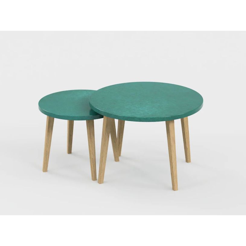 0404052551099-Lot de 2 tables basses - 60X41cm & 45X37cm - Vert sauvage--0
