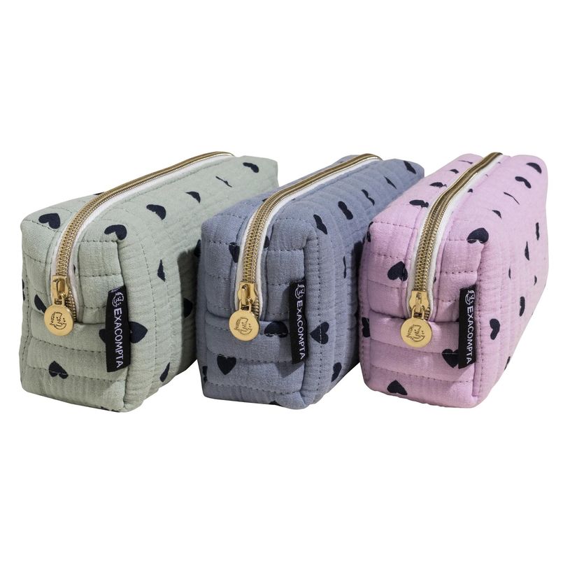 3037920543208-Exacompta - Trousse rectangle Coeurs coton couleurs assorties--3
