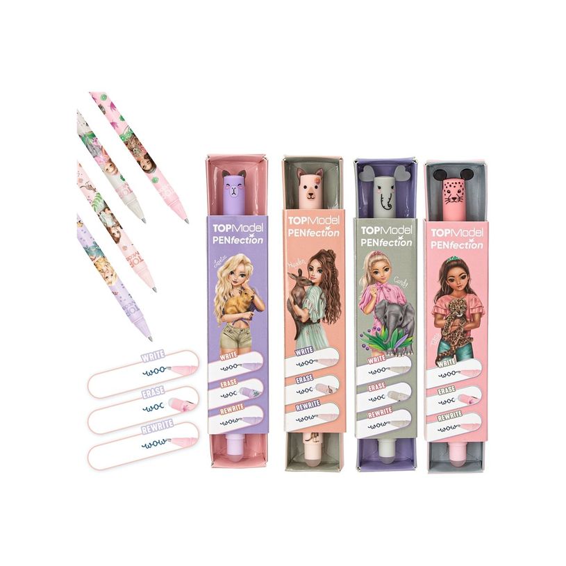 4010070654498-TOPMODEL PENFECTION - Stylo gel effaçable - avec gomme - éléphant léopard kangourou ca-P_405255311_1-0
