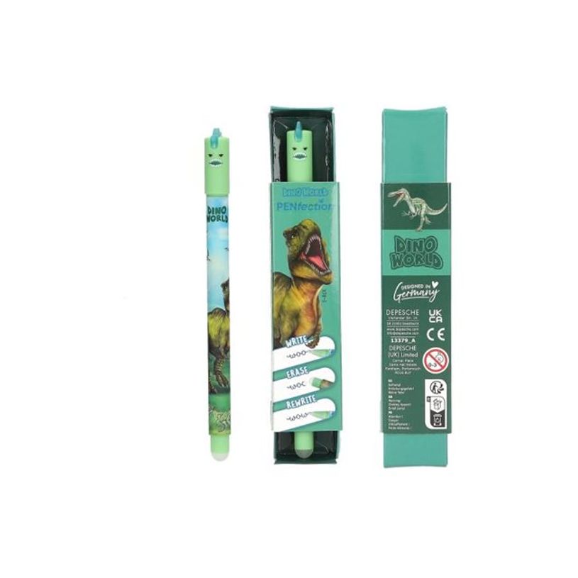 4010070702540-Depesche Vertrieb Dino World Collection - Stylo effaçable - dinosaure - encre gel - avec -P_405255368_3-3