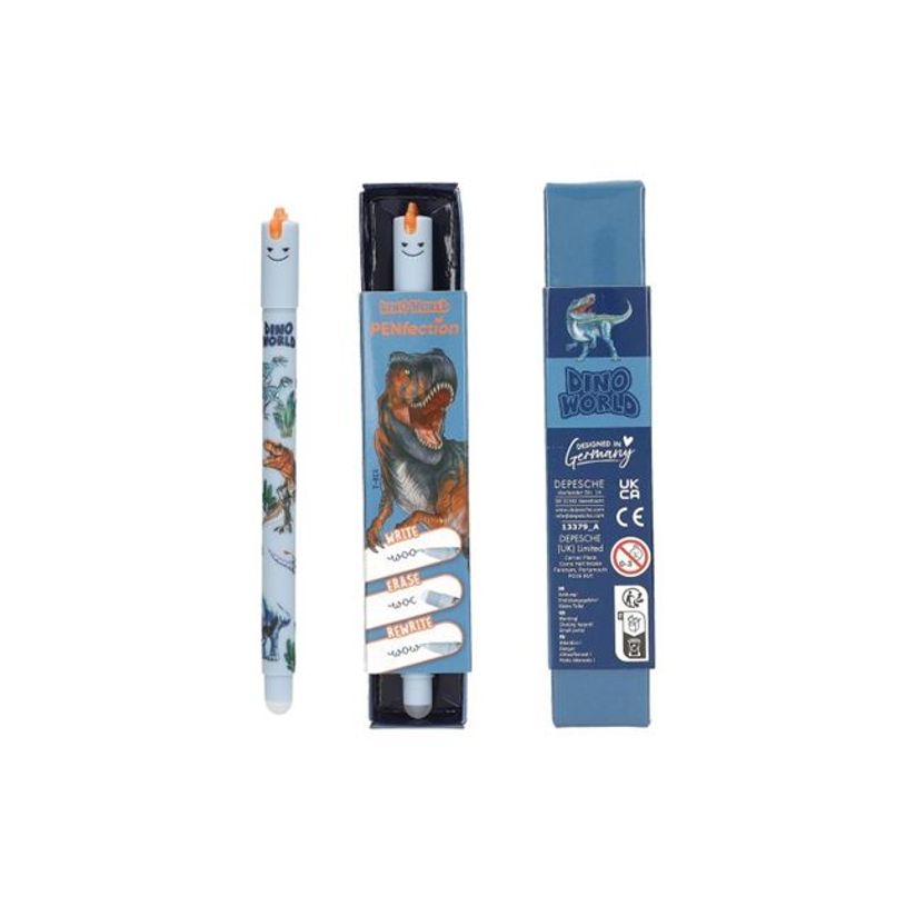 4010070702540-Depesche Vertrieb Dino World Collection - Stylo effaçable - dinosaure - encre gel - avec -P_405255368_4-2