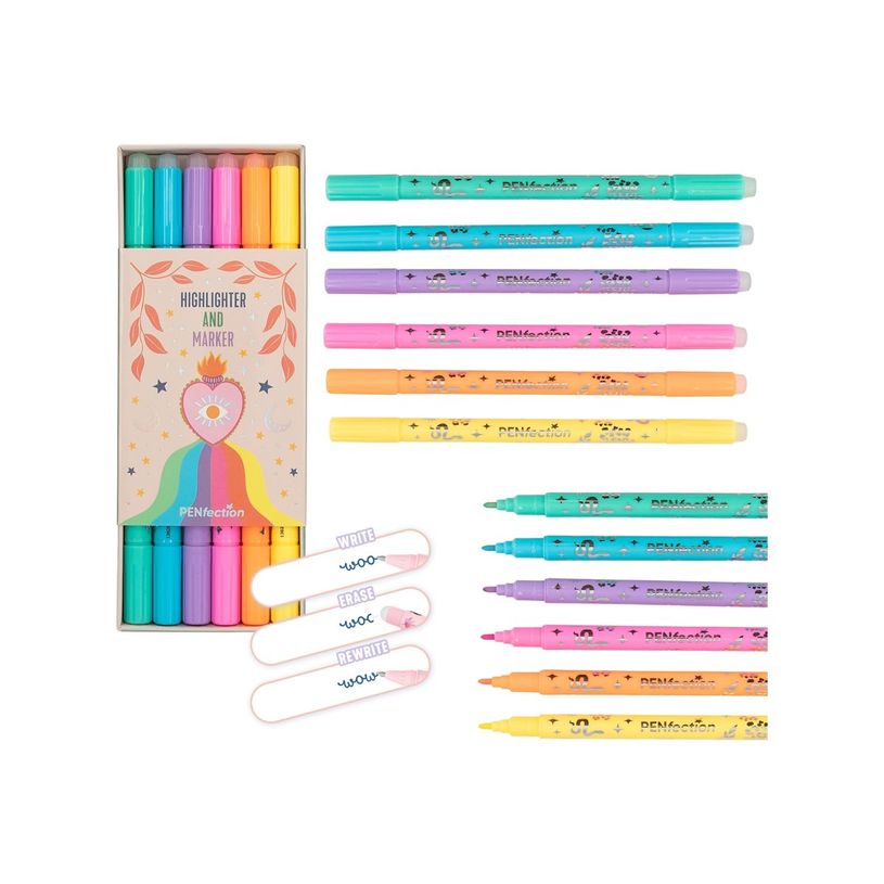 4010070706135-DEPESCHE PENFECTION - Ensemble petits surligneurs et marqueurs pastel - jaune orange rose -P_405255395_1-0