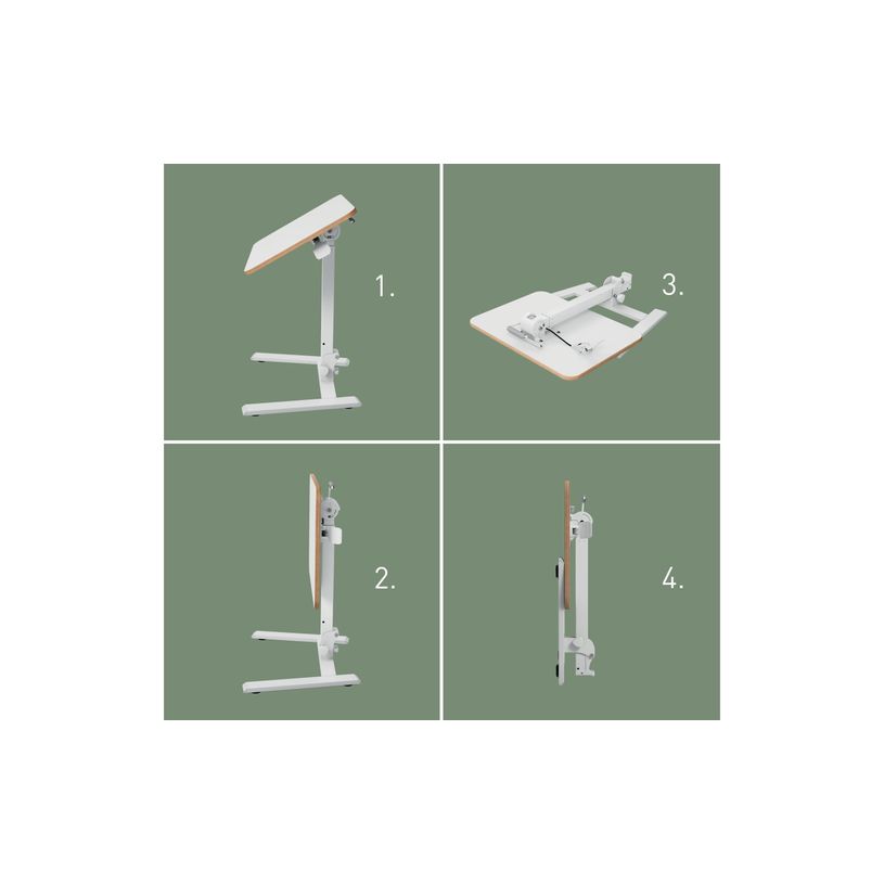 4002432143054-Bureau ERGO - Bureau assis-debout compact et pliable - réglable électrique - Blanc--2