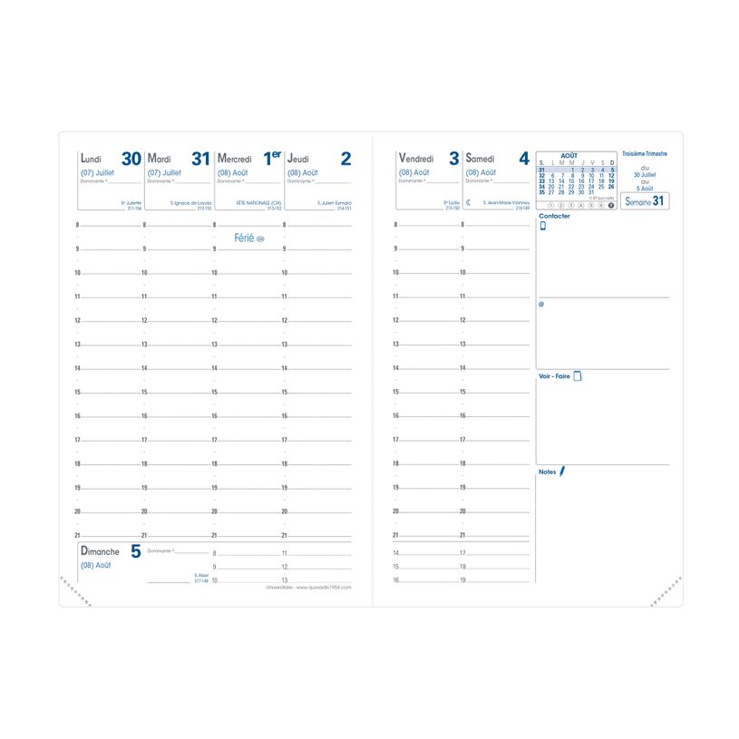 3371010541430-Quo Vadis - Agenda année scolaire - 2026-2027 - Universitaire - Semainier Planning - Français - Bloom - Vert - 13 mois de août à août - 10x15 cm - Papier Cla--1