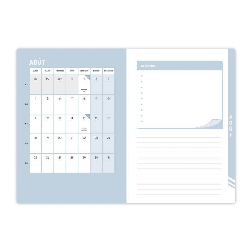 3371010544783-Quo Vadis - Agenda année scolaire - 2026-2027 - Hebdocolor 15 - Semainier Horizontal - Français - Canopy - Blanc - 12 mois de août à j--4