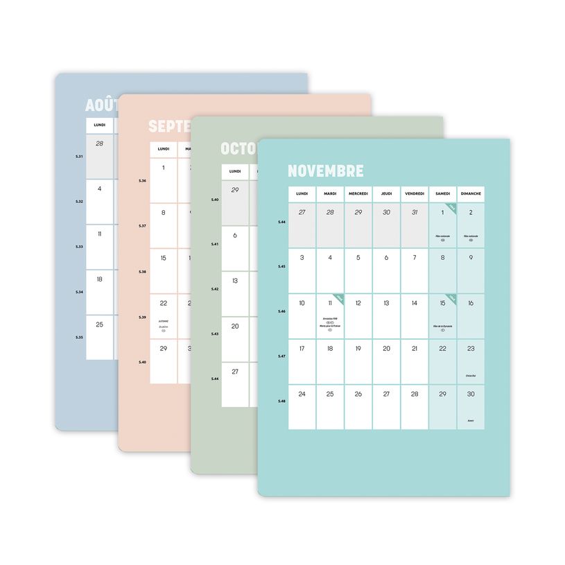 3371010544783-Quo Vadis - Agenda année scolaire - 2026-2027 - Hebdocolor 15 - Semainier Horizontal - Français - Canopy - Blanc - 12 mois de août à j--6