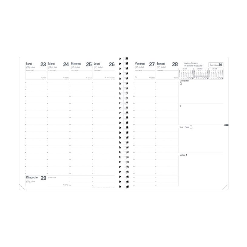 3371010544127-Quo Vadis - Agenda année scolaire - Spiralé - 2026-2027 - Président S Septembre - Semainier Planning - Français - Club - Bleu clair - 13 mois de août à--1