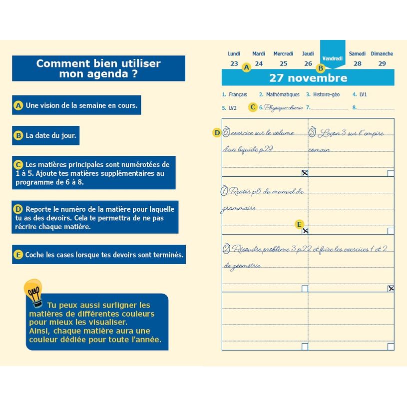 3371010547388-Quo Vadis - Agenda année scolaire - 2026-2027 - Agenda DYS - Journalier - Français - 13x21 cm - Papier Clairefontaine blanc - Fabri--2
