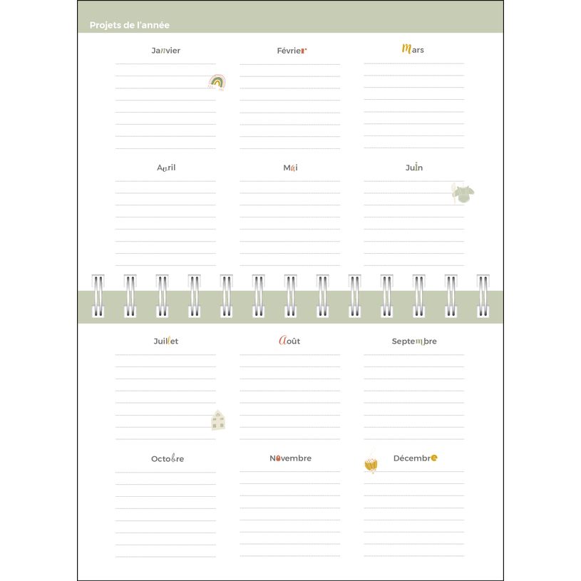 3371010543274-Quo Vadis - Agenda perpétuel - Spiralé - Semainier Horizontal - Français - Eterny - Multicolore - Perpétuel - 12x17 cm - Papier Clairefontaine blanc - Fabri--3