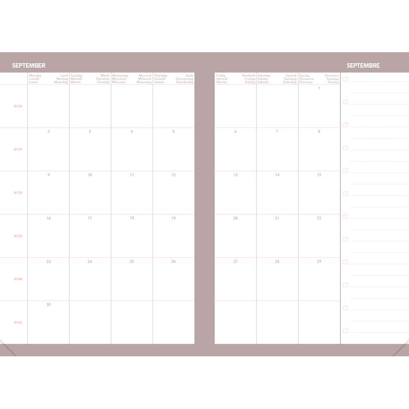 3371010545438-Quo Vadis - Agenda année scolaire - 2026-2027 - Universitaire Color - Semainier Planning - Multilingue - Festy - Rose - 13 mois de août à--2