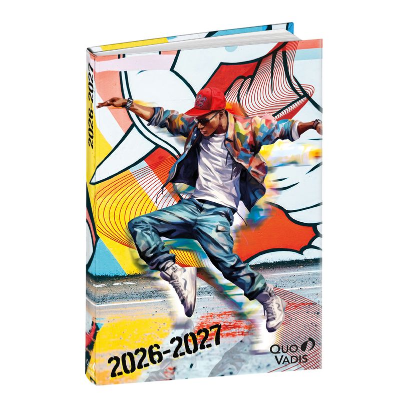 3371010542079-Quo Vadis - Agenda année scolaire - Eurotextagenda - Journalier - Multilingue - Graffiti - Multicolore - 12 mois de août à j--0