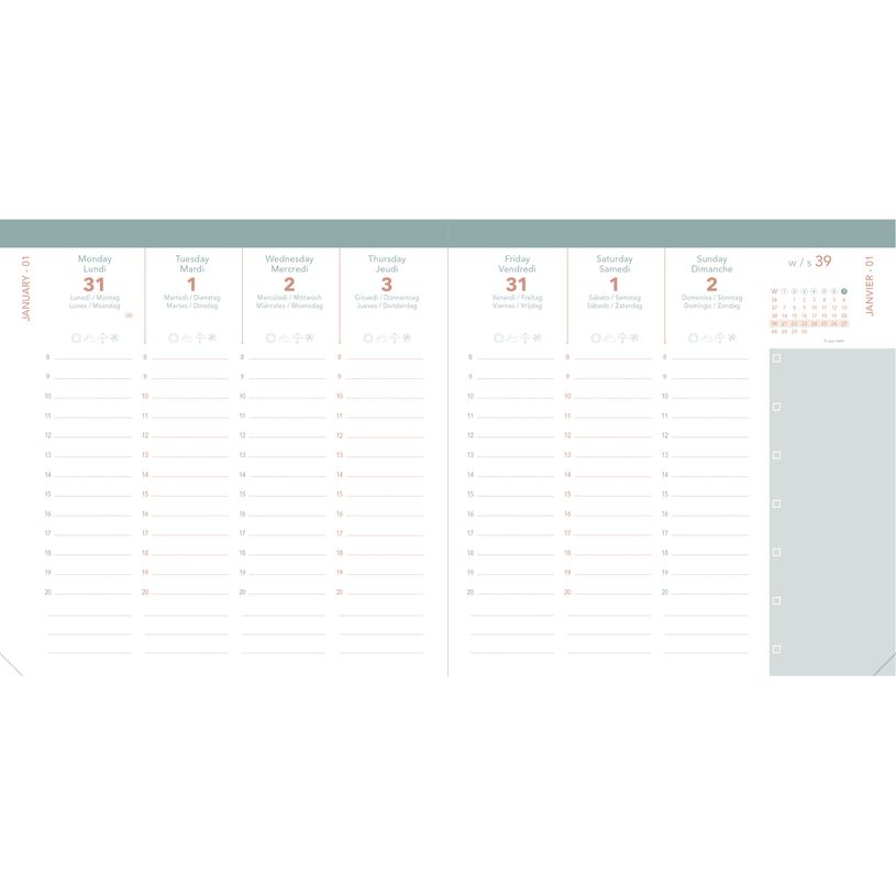 3371010543991-Quo Vadis - Agenda année scolaire - 2026-2027 - Exécutif Septembre Color - Semainier Planning - Multilingue - Pastel - Blanc - 13 mois de août à--3