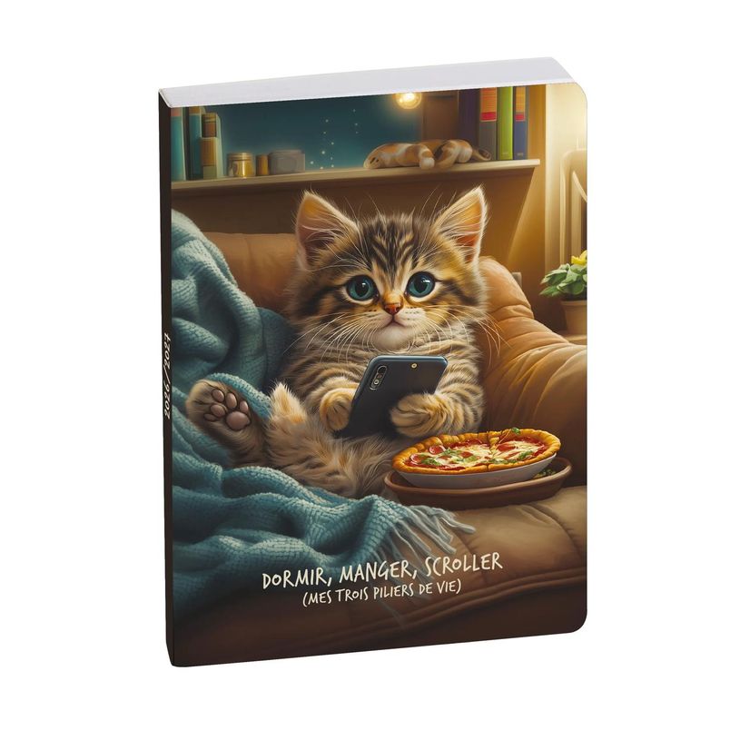 3660942090322-Agenda Funny Pets - 1 jour par page - 12 x 17 cm - Pizza - Exacompta--0