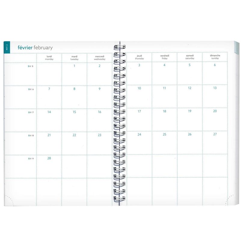 3660942090124-Agenda de bureau 16 mois Auréa - 1 semaine sur 1 page - 15 x 21 cm - Bleu - Exacompta--2