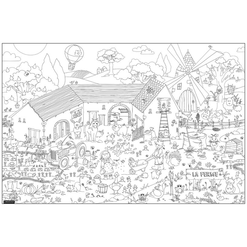 3592930011890-Coloriage géant La Ferme - 80 x 120 cm - Bouchut--1
