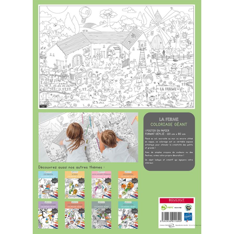 3592930011890-Coloriage géant La Ferme - 80 x 120 cm - Bouchut--2