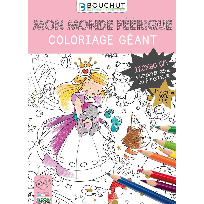 3592930011913-Coloriage géant Monde Féérique - 80 x 120 cm - Bouchut--0