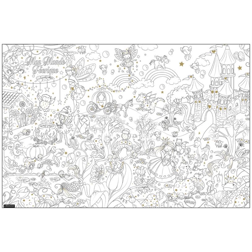 3592930011913-Coloriage géant Monde Féérique - 80 x 120 cm - Bouchut--1