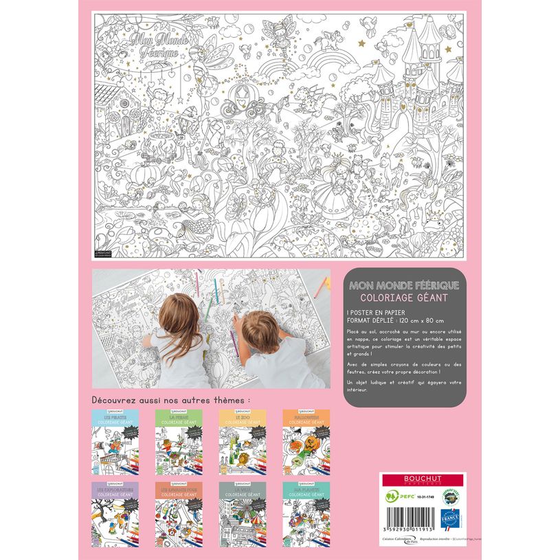 3592930011913-Coloriage géant Monde Féérique - 80 x 120 cm - Bouchut--2