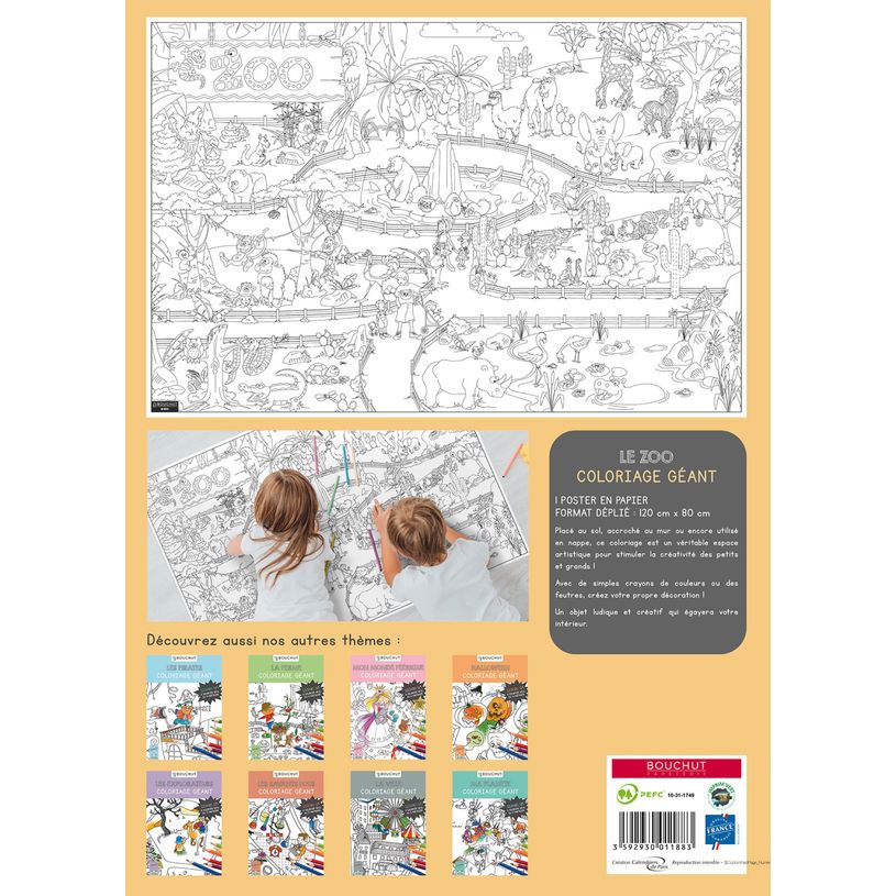 3592930011883-Coloriage géant Zoo - 80 x 120 cm - Bouchut--2