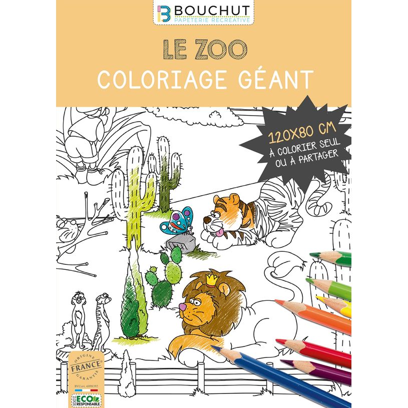 3592930011883-Coloriage géant Zoo - 80 x 120 cm - Bouchut--3