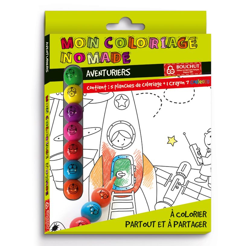 3592930012125-Coloriage nomade + crayon de couleur Aventuriers - 17 x 12,5 cm - Bouchut--0