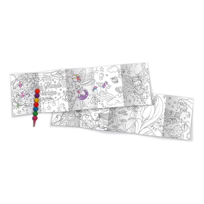 3592930012149-Coloriage nomade + crayon de couleur Féerique - 17 x 12,5 cm - Bouchut--1
