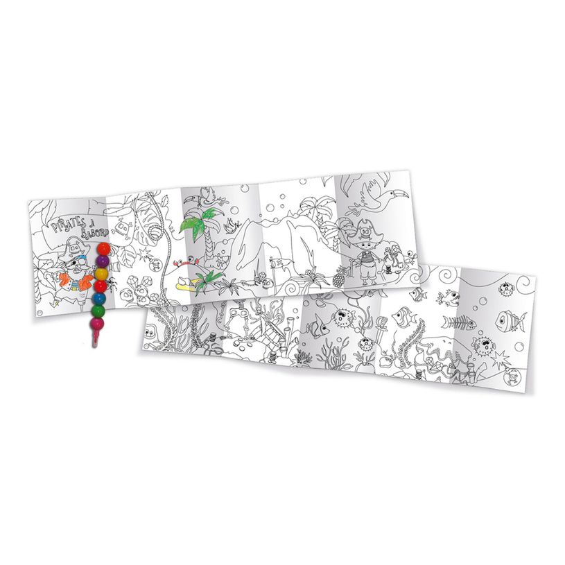 3592930012132-Coloriage nomade + crayon de couleur Pirates - 17 x 12,5 cm - Bouchut--1
