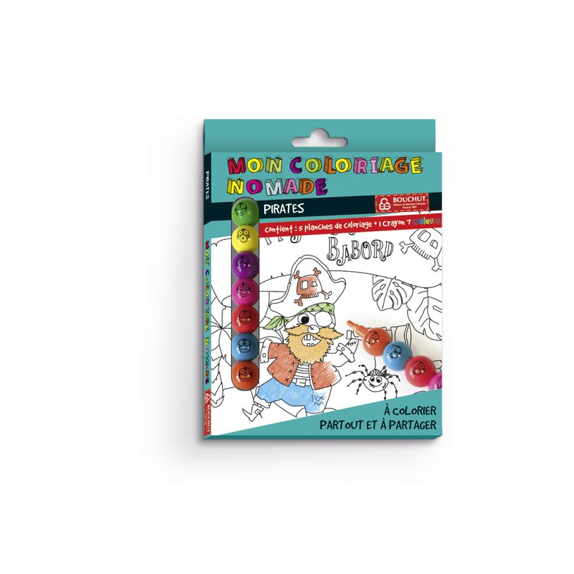 3592930012132-Coloriage nomade + crayon de couleur Pirates - 17 x 12,5 cm - Bouchut--6