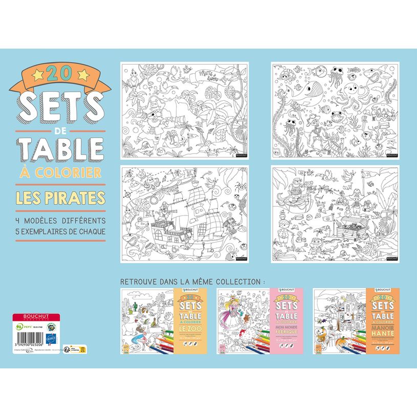 3592930023206-Sets de table à colorier Les Pirates - 32 x 42 cm - Bouchut--0