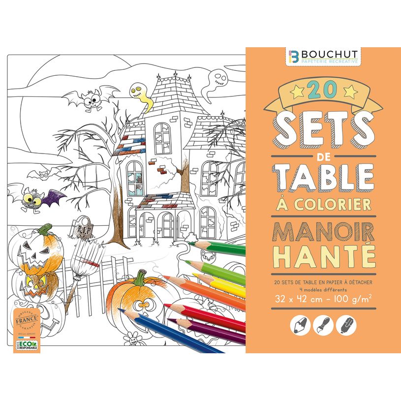 3592930023190-Sets de table à colorier Manoir hanté - 32 x 42 cm - Bouchut--1