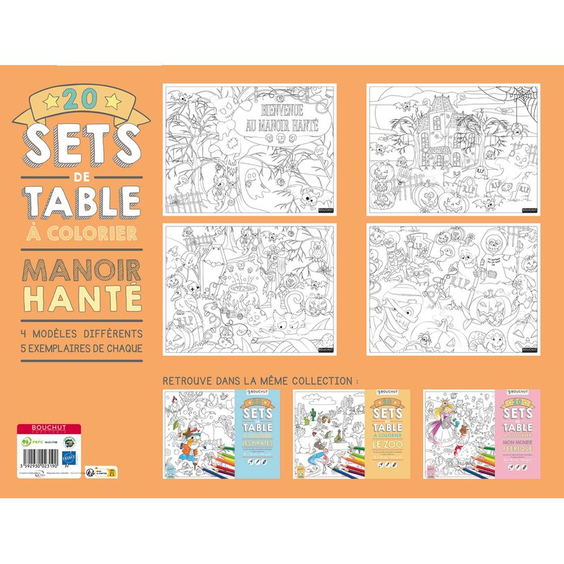 3592930023190-Sets de table à colorier Manoir hanté - 32 x 42 cm - Bouchut--2