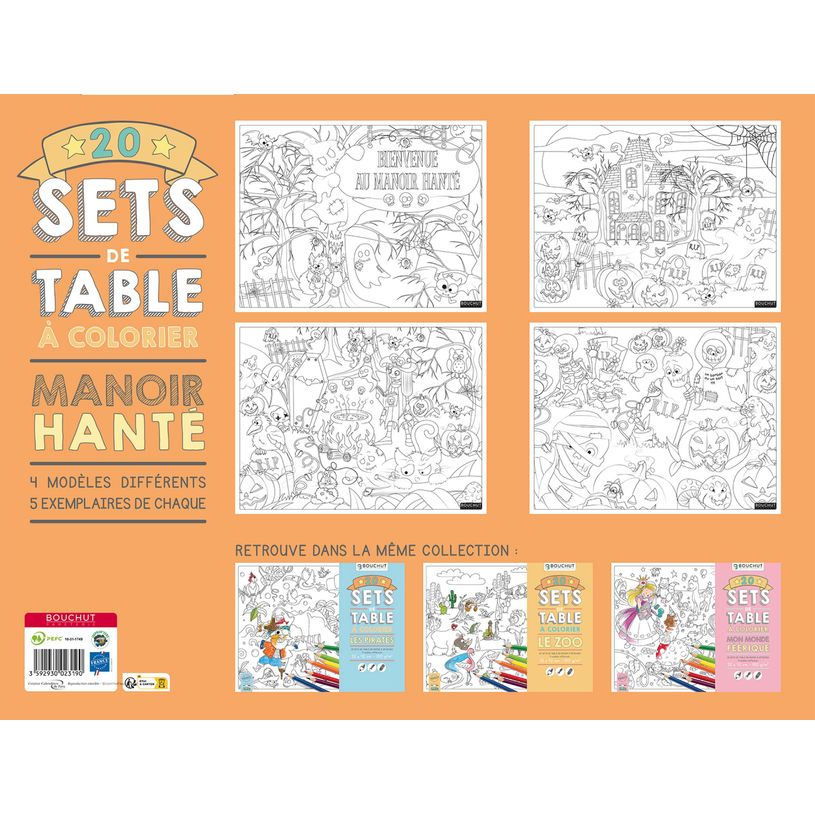 3592930023190-Sets de table à colorier Manoir hanté - 32 x 42 cm - Bouchut--3
