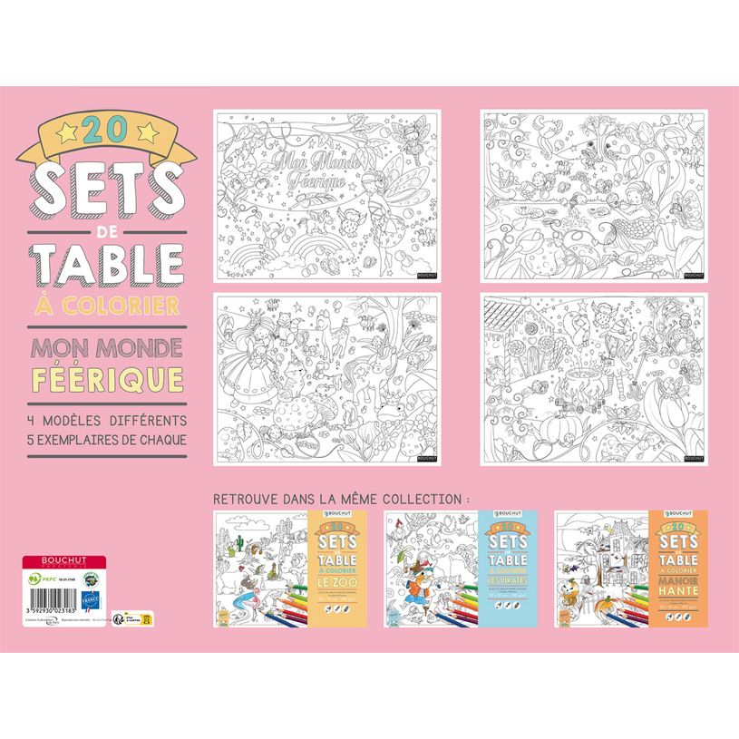 3592930023183-Sets de table à colorier Mon monde féerique - 32 x 42 cm - Bouchut--2